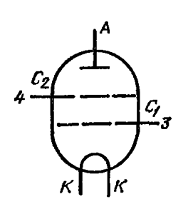 Схема соединения электродов лампы ГМИ-19Б
