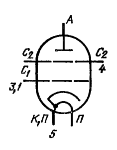 Схема соединения электродов лампы ГМИ-5