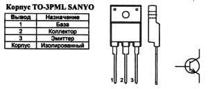 Корпус транзистора 2SD1883 и его обозначение на схеме
