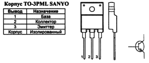 Корпус транзистора 2SD1884 и его обозначение на схеме