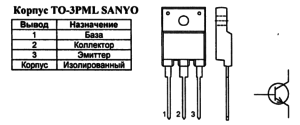 Корпус транзистора 2SD1887 и его обозначение на схеме