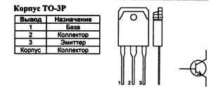 Корпус транзистора FJA13009 и его обозначение на схеме