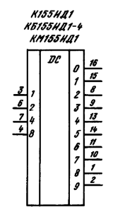 Условное графическое обозначение ИМС К155ИД1, КМ155ИД1, КБ155ИД1-4