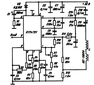 Схема включения ИМС К174ГЛ1 в качестве генератора кадровой развертки