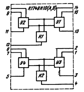Структурная схема ИМС К174УН10 (А, Б)