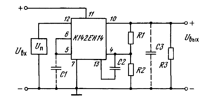 Кр142ен8а схема включения с регулировкой