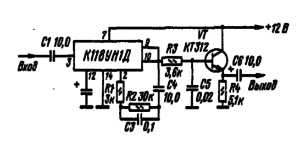 Принципиальна схема усилителя-корректора для электромагнитного звуконосителя