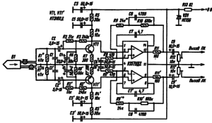 Принципиальная схема усилителя воспроизведения портативного стереофонического кассетного магнитофона