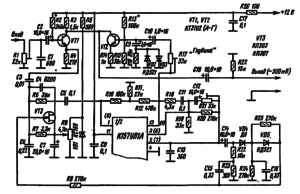 Принципиальная схема шумоподавителя системы "Dolby" в канале воспроизведения кассетного магнитофона