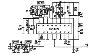 Принципиальная схема тракта звукового сопровождения телевизионного приемника на микросхеме К174ХА10