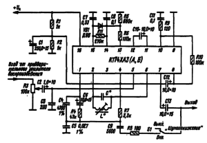 Принципиальная схема компандерного шумоподавителя в канале воспроизведения кассетного магнитофона