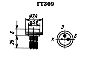 Цоколевка транзистора ГТ309