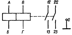 Принципиальная электрическая схема реле РЭС82 с двумя контактами